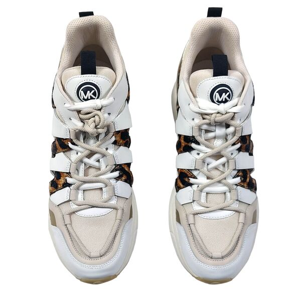 Michael Kors Sneakers Womens Sz 10 Ecru Hero Trainer Animal Print Small Air Mesh - Picture 3 of 16